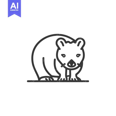 Premium design asset: Line drawing of a standing quokka