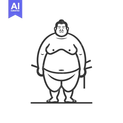 Aset premium populer: Line Drawing of a Standing Sumo Wrestler