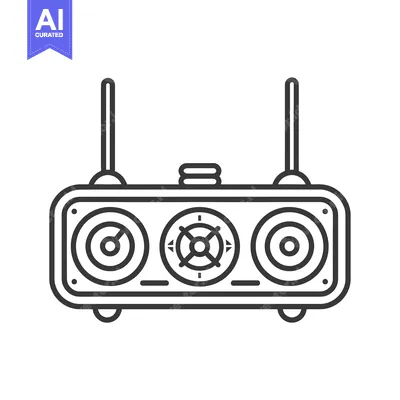 Aset desain premium: Line drawing of a stereo system with speakers and antennas