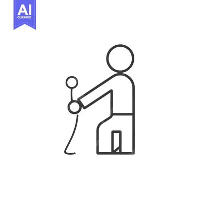 Premium design asset: Line Drawing of a Stick Figure Person Pulling a Rope