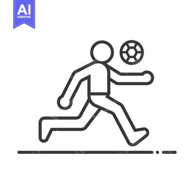 Aset premium populer: Line drawing of a stick figure running and kicking a soccer ball