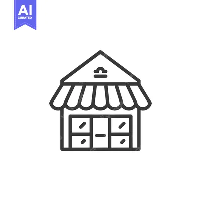 Premium design asset: Line Drawing of a Store Building with an Awning