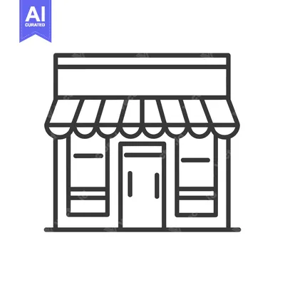 Aset premium populer: Line drawing of a storefront with an awning