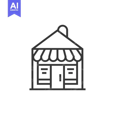 Premium design asset: Line drawing of a storefront with awning and windows