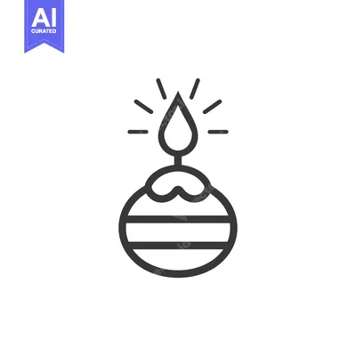 Aset premium populer: Line Drawing of a Striped Ball with a Flame on Top