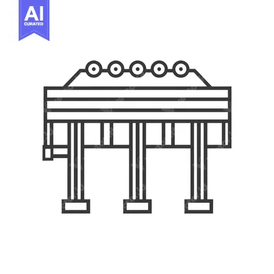 Premium design asset: Line drawing of a structure with rollers and pillars