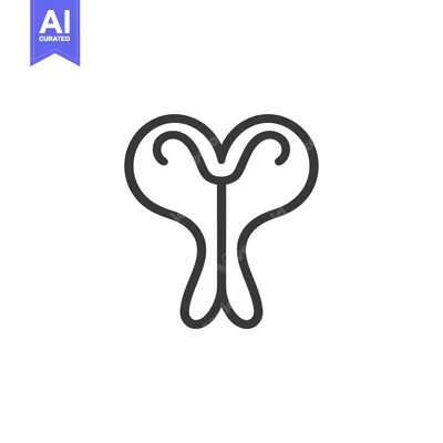 Aset desain premium: Line drawing of a stylized butterfly with its wings spread