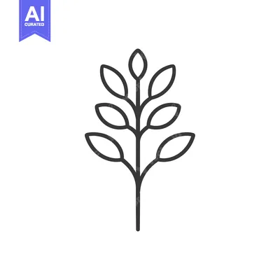 Aset desain premium: Line drawing of a stylized plant with six leaves