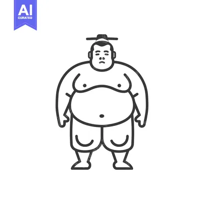 Popular premium asset: Line drawing of a sumo wrestler in a fighting stance