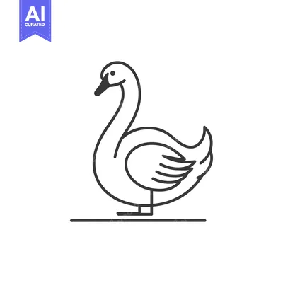 Aset desain premium: Line Drawing of a Swan with a Curved Neck