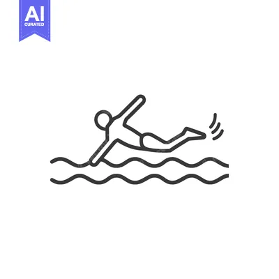 Premium design asset: Line drawing of a swimmer with splashing water