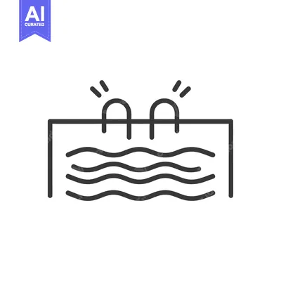 Aset desain premium: Line drawing of a swimming pool with ladders