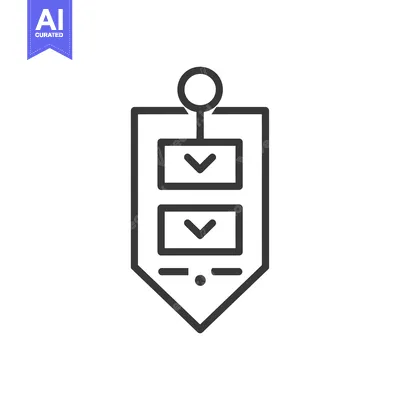 Premium design asset: Line Drawing of a Tag with Two Down Arrows