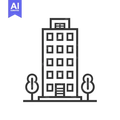 Aset premium populer: Line Drawing of a Tall Building with Two Trees