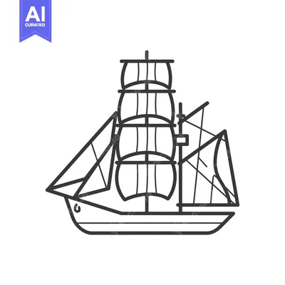 Popular premium asset: Line Drawing of a Tall Ship with Multiple Sails