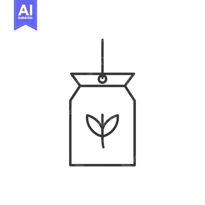 Line Drawing of a Tea Bag with a String