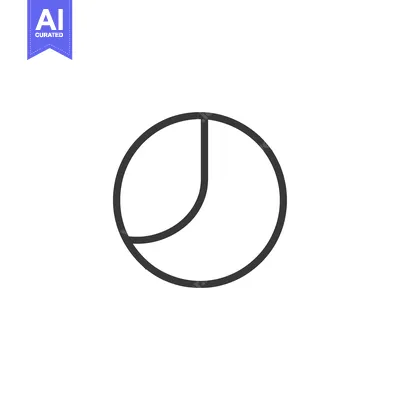 Aset desain premium: Line drawing of a tennis ball with a seam