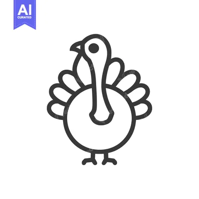 Line Drawing of a Thanksgiving Turkey