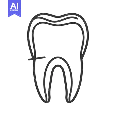 Line drawing of a tooth with a cavity