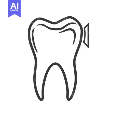 Premium design asset: Line Drawing of a Tooth with a Filling