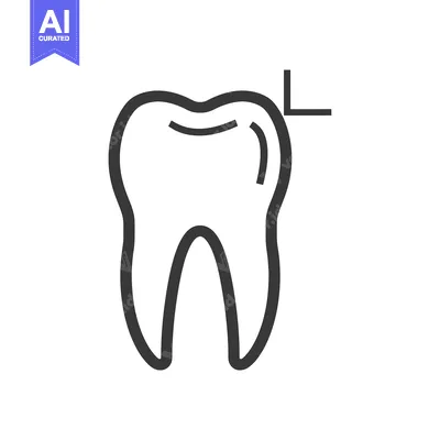 Aset desain premium: Line drawing of a tooth with a small line at the top