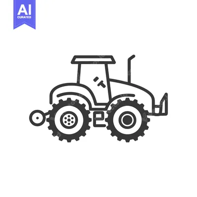 Aset premium populer: Line Drawing of a Tractor with Large Wheels