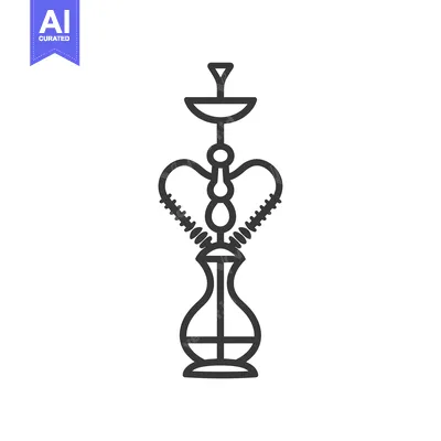 Line drawing of a traditional Arabic hookah or water pipe