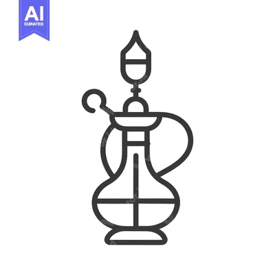 Aset desain premium: Line drawing of a traditional hookah or water pipe