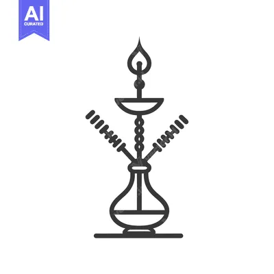 Line drawing of a traditional hookah with three hoses