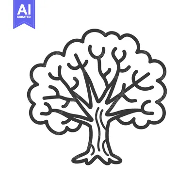 Premium design asset: Line Drawing of a Tree with Branches and a Thick Trunk
