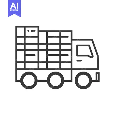 Popular premium asset: Line drawing of a truck with a caged cargo bed