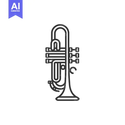 Premium design asset: Line Drawing of a Trumpet with Three Valves