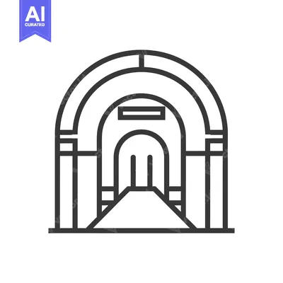 Line Drawing of a Tunnel Entrance with a Curved Archway