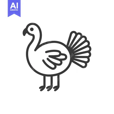 Premium design asset: Line Drawing of a Turkey with a Spreader Tail