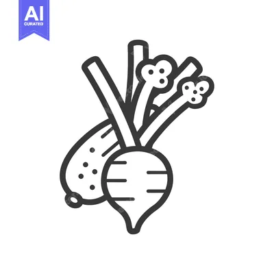 Aset premium populer: Line Drawing of a Turnip and its Greens