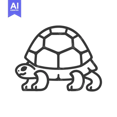 Line drawing of a turtle with a shell