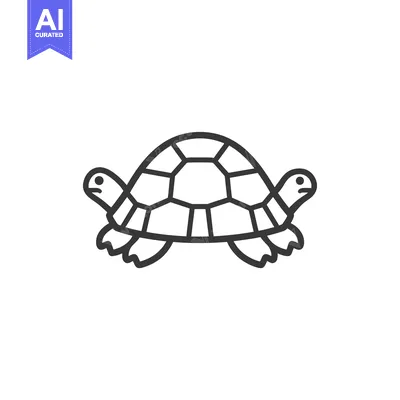 Aset desain premium: Line drawing of a turtle with a shell