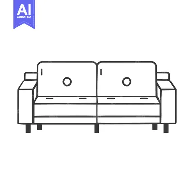 Line Drawing of a Two-Seater Sofa with Simple Details