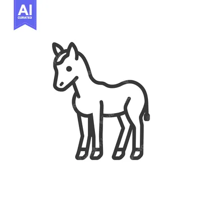 Aset desain premium: Line Drawing of a Unicorn Standing Sideways