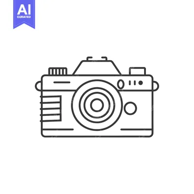 Aset desain premium: Line Drawing of a Vintage Film Camera