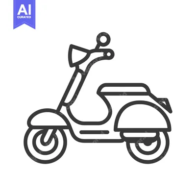Aset premium populer: Line Drawing of a Vintage Scooter