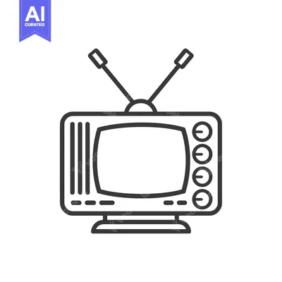 Premium design asset: Line Drawing of a Vintage Television with Antenna