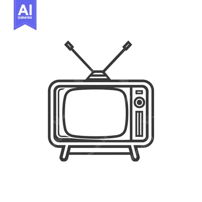 Aset desain premium: Line Drawing of a Vintage Television with Antennae
