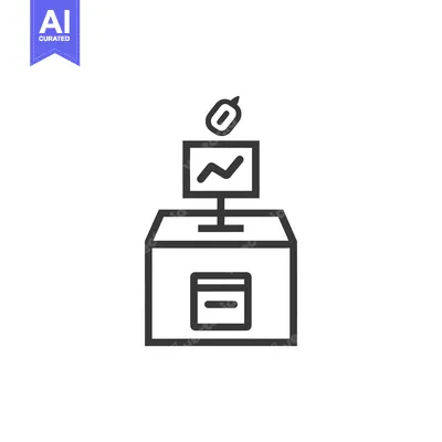 Line Drawing of a Voting Ballot Box with a Computer Screen and a Ballo