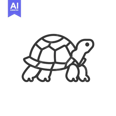 Aset desain premium: Line drawing of a walking tortoise