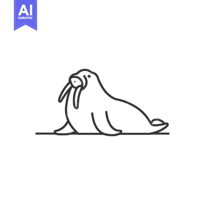 Aset premium populer: Line Drawing of a Walrus with Its Tusks