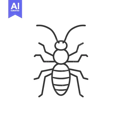 Aset desain premium: Line drawing of a wasp with six legs and antennae