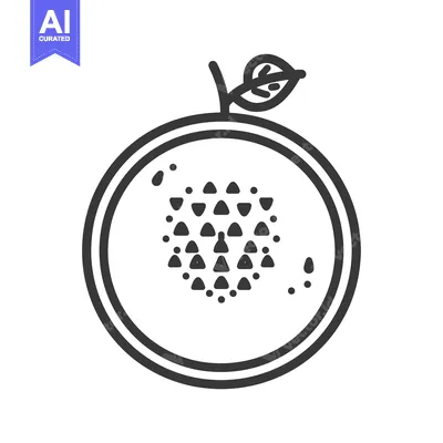Aset premium populer: Line Drawing of a Watermelon Slice with Seeds