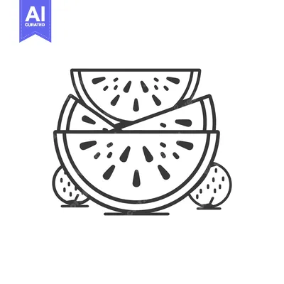 Popular premium asset: Line Drawing of a Watermelon with Slices and Seeds