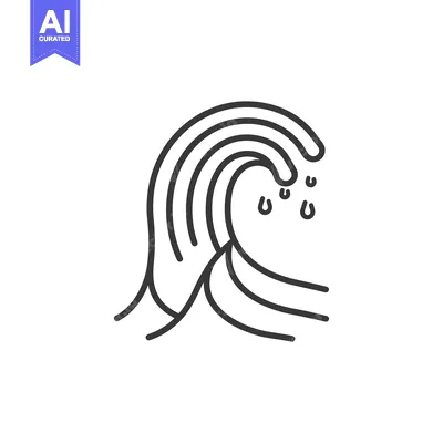 Line drawing of a wave crashing and splashing